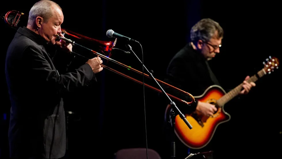 Samspelt. Nils Landgren och Johan Norberg imponerade i Crusellhallen tillsammans med övriga i kvintetten.