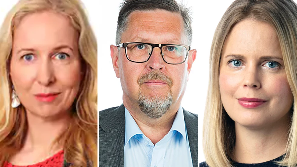 Anna Dahlberg, Expressen, Olov Abrahamsson, NSD,  och Jonna Sima, Aftonbladet, utgjorde panelen i söndagens upplaga av "Godmorgon världen".