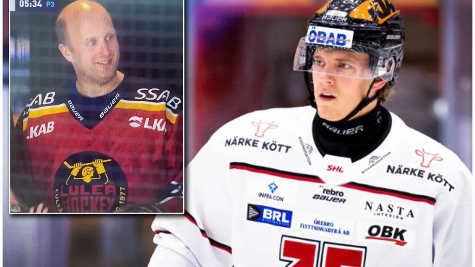 Örebrobacken Marcus Hardgård fick se sin pappa heja fram Luleå. "Han skrattar mest. Han förstår ändå läget", säger Jens Hardegård. 