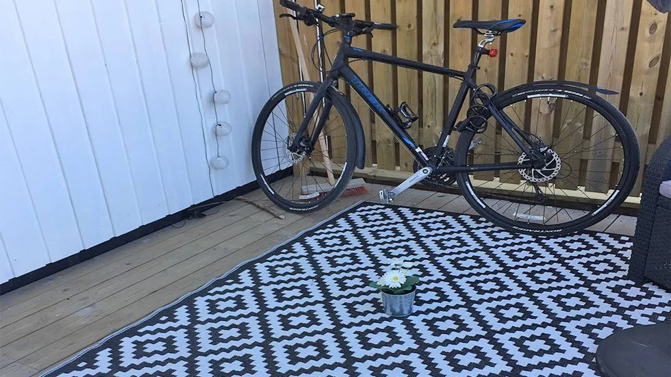 Kvar på altanten finns nu endast en fåtölj och en ensam liten blomma.