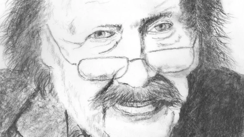 Peter Sloterdijk tecknad av Ingmar Simonsson.