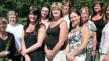 Från vänster: Karin Johansson (projektledare), Eva Tobiasson, Caroline Tärnström, Camilla Runerås, Birgitta Eriksson, Anna-Lena Hanold, Susanna Karlin, Barbro Norén, Marie Turesson och Johanna Svensson (projektledare).