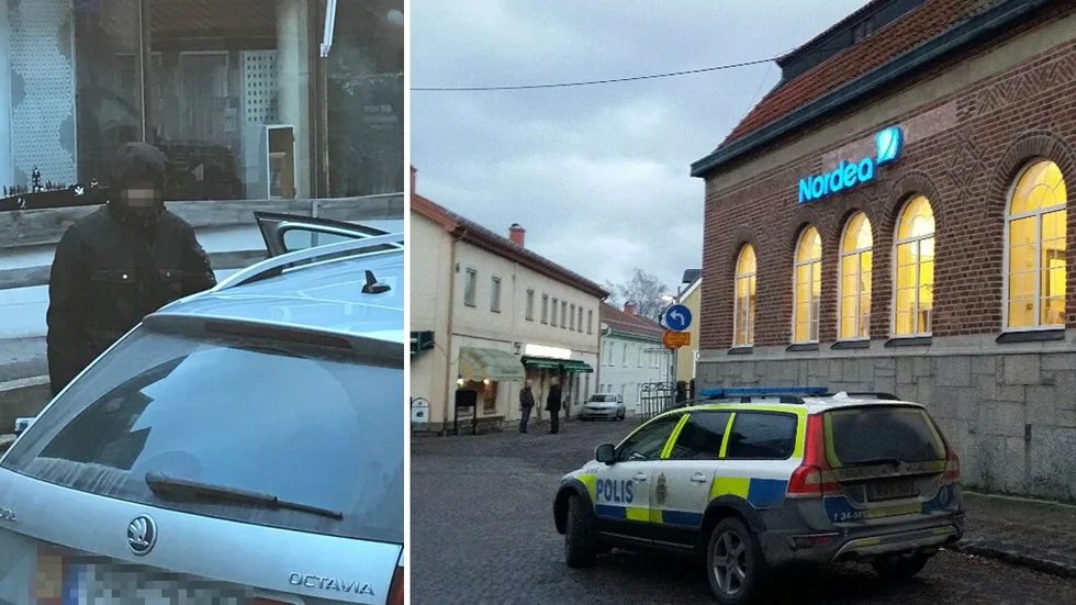 Den misstänkte rånaren fångades på bild när han försökte komma över en flyktbil efter rånförsöket.