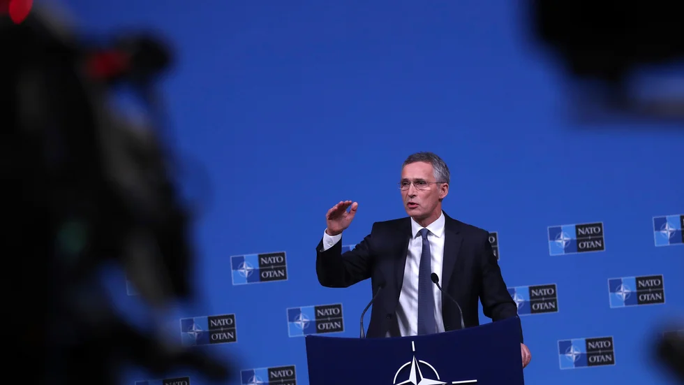 NATO Secretary General Jens Stoltenberg speaks at NATO headquarters in Brussels, Tuesday, Dec. 4, 2018. (AP Photo/Francisco Seco)