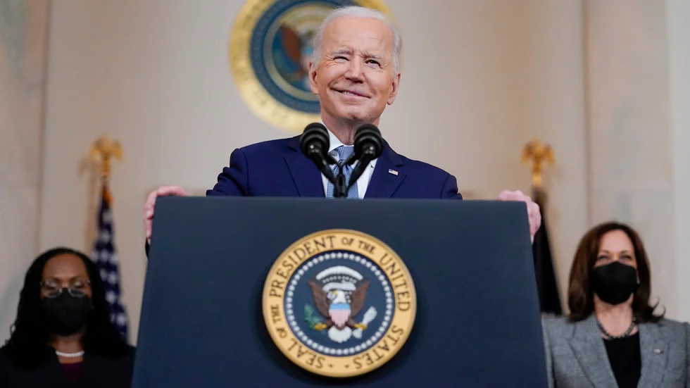 President Joe Biden när han i fredags nominerade domaren Ketanji Brown Jackson till Högsta domstolen.
