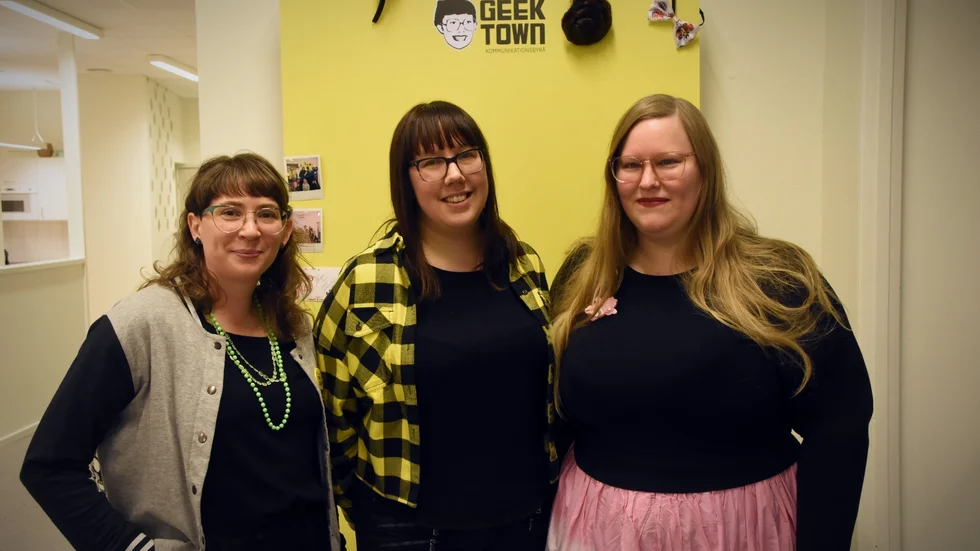 Fr. vänster Kristin Lindqvist, Frida Larsson och Tina Löfgren - Geek Towns tre delägare som vågade satsa på sin vision. 