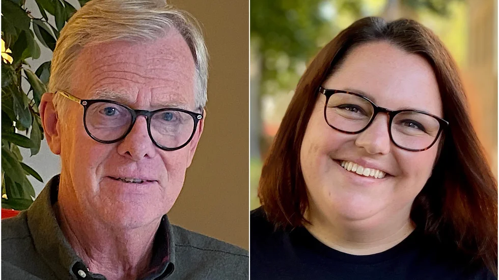 Socialnämndens ordförande Maths Andersson (L) och  Josephine Diffner, ordförande Motala kvinnojour.