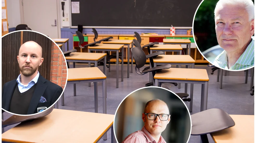 Det är stor smittspridning i kommunen. Det märks på skolorna där flera klasser blivit hemskickade. I bild syns från vänster Christoffer Bergfors, rektor på Europaskolan Rogge, Daniel Moberg, rektor på Thomasgymnasiet och Thomas Axelsson, rektor på Europaskolan.