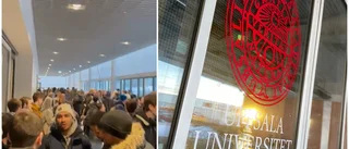 Trängsel vid tenta fångades på film