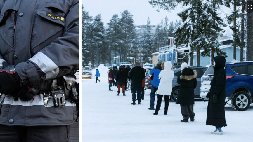 Väktare sattes in i Umeå när folk försökte gå före i kön. 
