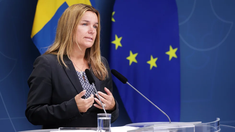 Landsbygdsminister Anna-Caren Sätherberg (S) presenterar förslag på åtgärder för en växande svensk bioekonomi och för att stärka Sveriges försörjningsförmåga vid en pressträff i Rosenbad.