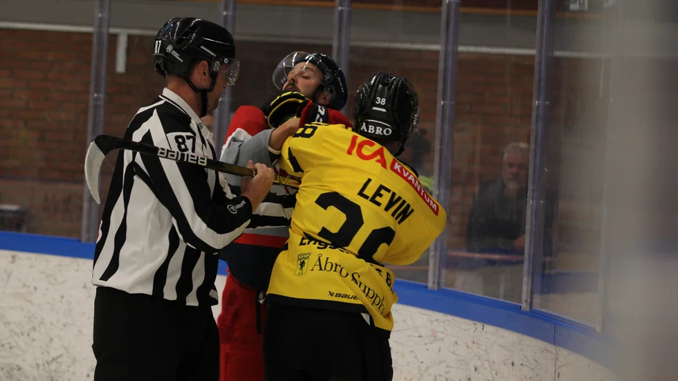 Heta känslor i derbyt mellan VIK:s Joakim Hagelin och Vimmerbys Eddie Levin.