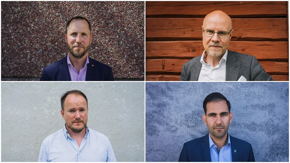 Erik Pelling (S) får skarp kritik av Jonas Segersam (KD), Ehsan Nasari (C) och Tobias Smedberg (V).