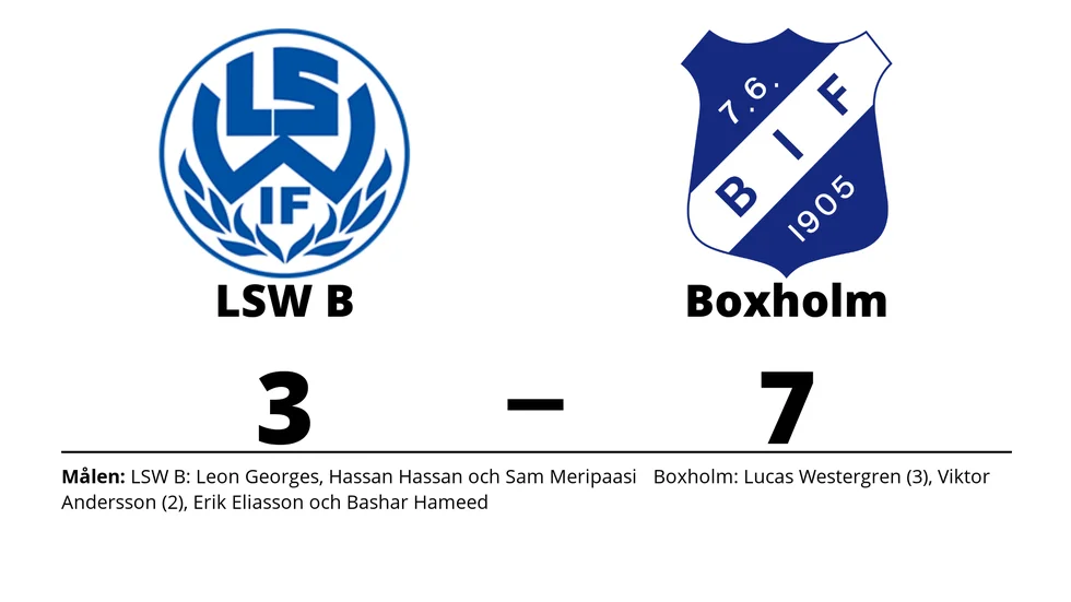 LSW IF B förlorade mot Boxholms IF B