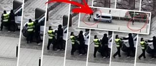 Här går taxiföraren till angrepp mot p-vakten – se klippet