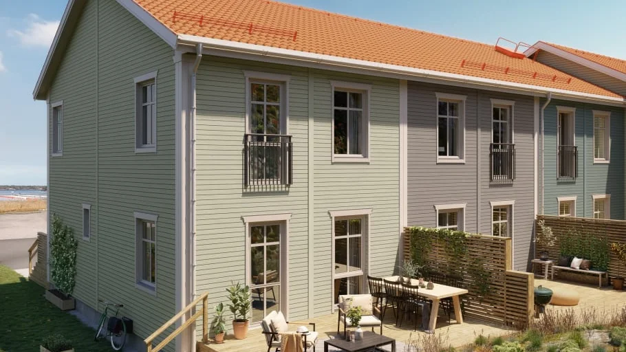 De elva bostäder som Obos planerar för är på 107 kvadratmeter vardera och byggs som radhus i två plan. 