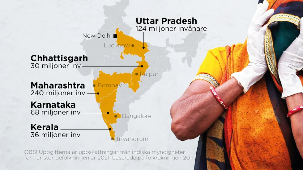 De värst drabbade delstaterna i Indien just nu står för över hälften av det totala antalet nyregistrerade coronafall i landet.