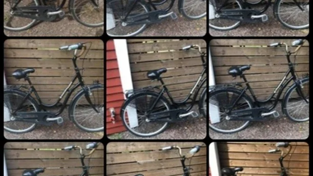Bilder på den stulna cykeln som skickades från en av de misstänktas mobiltelefon.