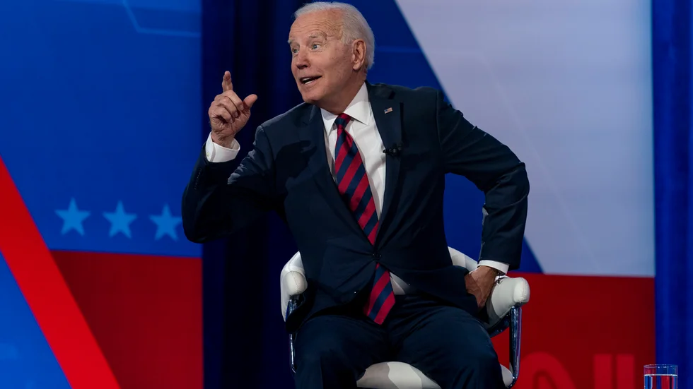 USA:s president Joe Biden under den tv-sända frågestunden i Cincinnati.