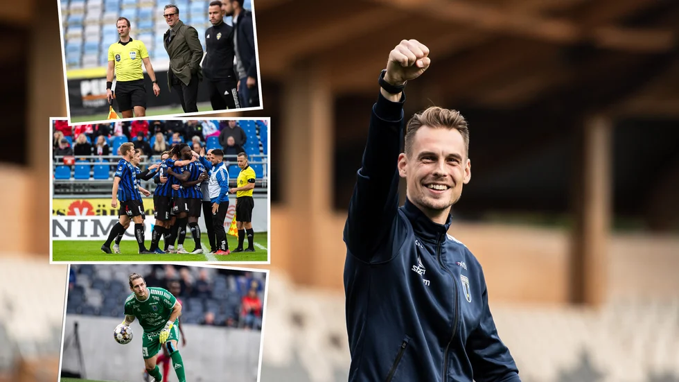 Daniel Bäckström och Sirius vill gärna fortsätta sin segersvit mot IFK i onsdagens möte. Infällda bilderna: Rikard Norling, Sirius-jubel efter lagets senaste seger och David Mitov Nilsson.