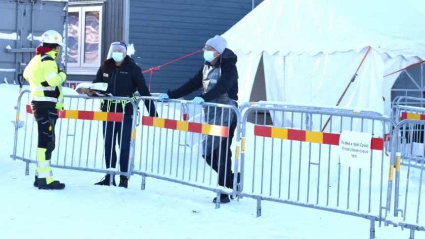 Så här såg det ut vid provtagningen i vintras på Bergsbyns industriområde. Nu återinförs provtagningen efter en ökning av antalet smittade.