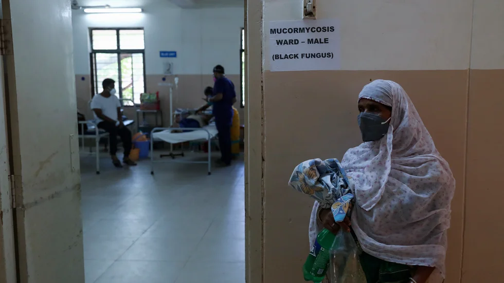 En sjukhussal för patienter som behandlas för "svart svamp" i staden Hyderabad i Indien.