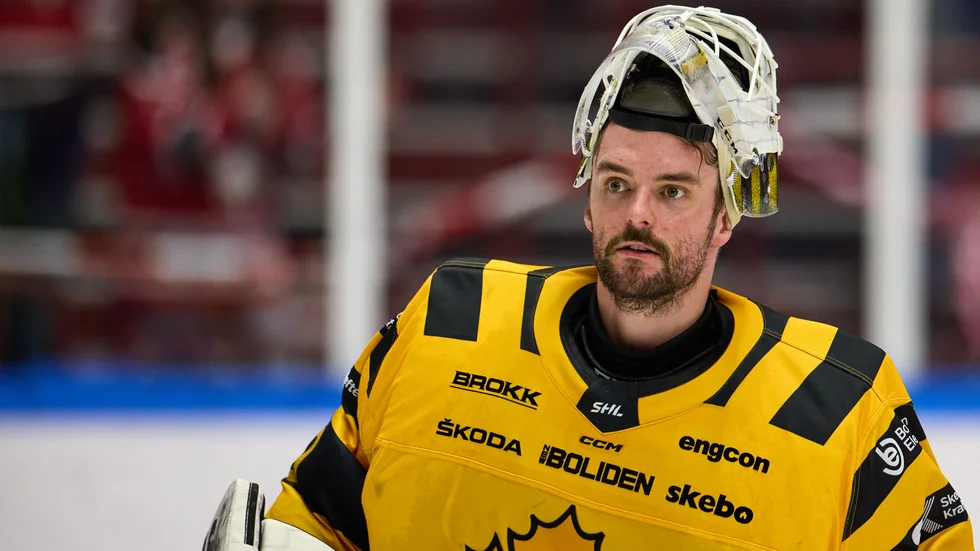 Skellefteås målvakt Gustaf Lindvall hade en trevlig tisdag. Arkivbild.
