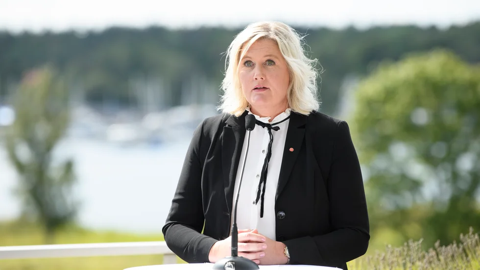 Socialdemokraternas partisekreterare Lena Rådström Baastad på Rune kursgård, där statsminister Stefan Löfven meddelade att han lämnar sin post i höst.
