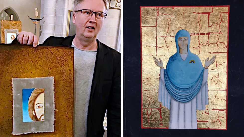 Konstnären Mats Hermansson ställer ut i klosterkyrkan.
