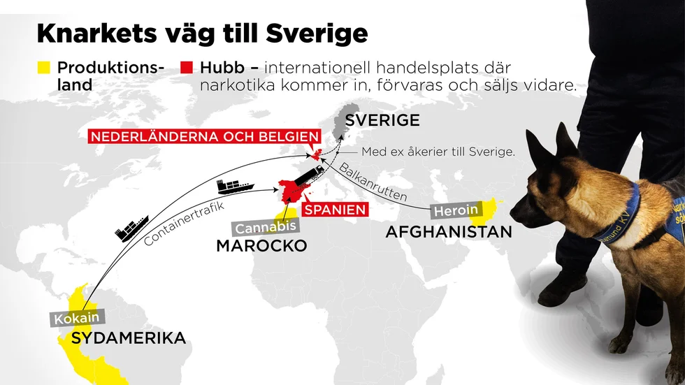 Så smugglas heroin, cannabis och kokain in i Sverige.