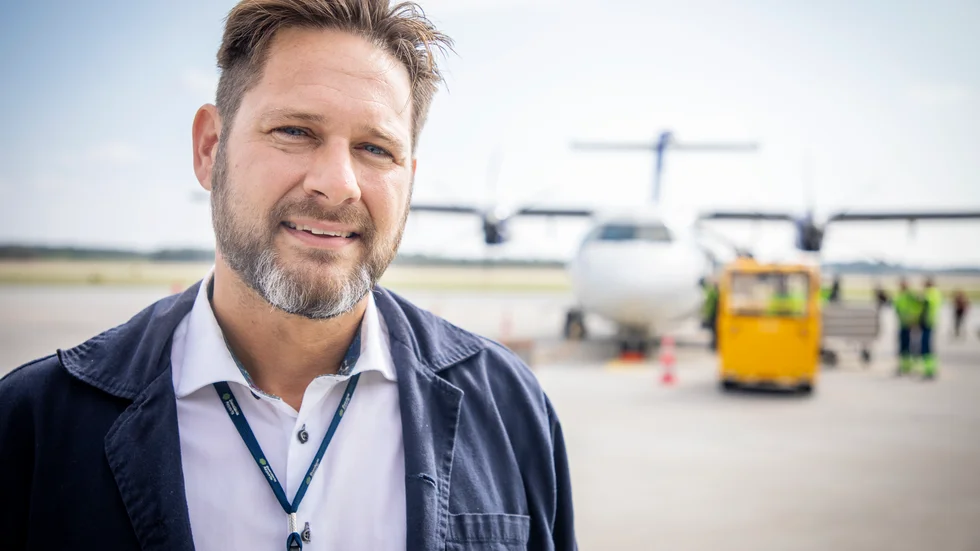 Flygplatschef på Swedavia i Visby, Gunnar Jonasson är glad över att resandet är tillbaka igen. 