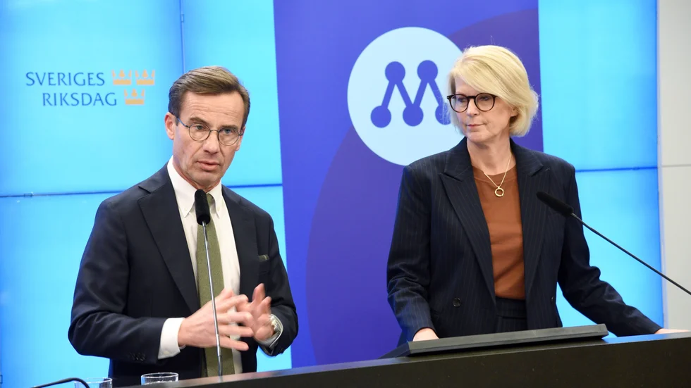 Moderaternas partiledare Ulf Kristersson och Moderaternas ekonomisk-politiska talesperson, Elisabeth Svantesson.
