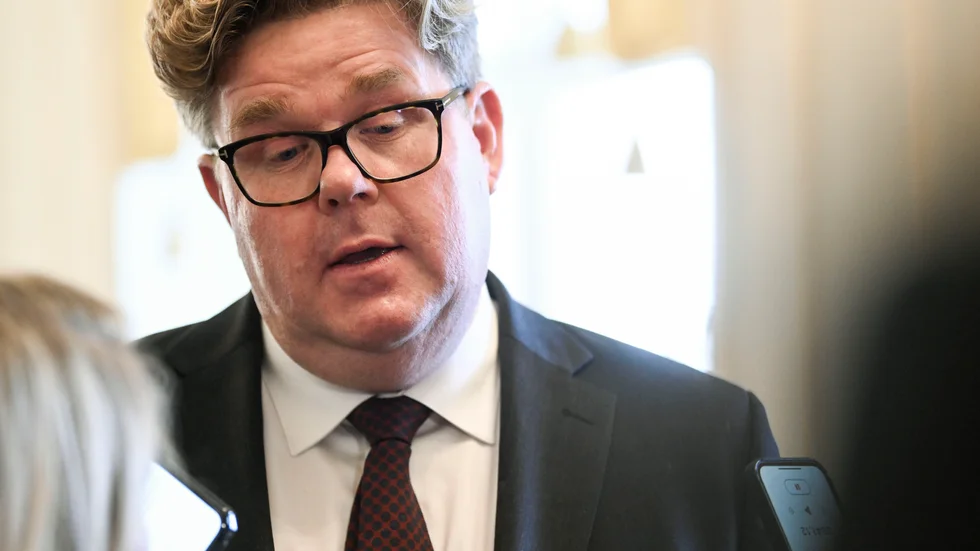 Justitieminister Gunnar Strömmer under en pressträff där nya statsråden i regeringen presenteras. Arkivbild.