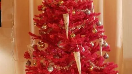 ROSA JULHÄLSNING. Från oss alla, till er alla: en riktigt God jul. Hemmavidredaktören Birgitta Lindvall Wiik och alla hennes vänner skickar en extra kitschhälsning i form av filmar-Mias drömrosa julgran.
