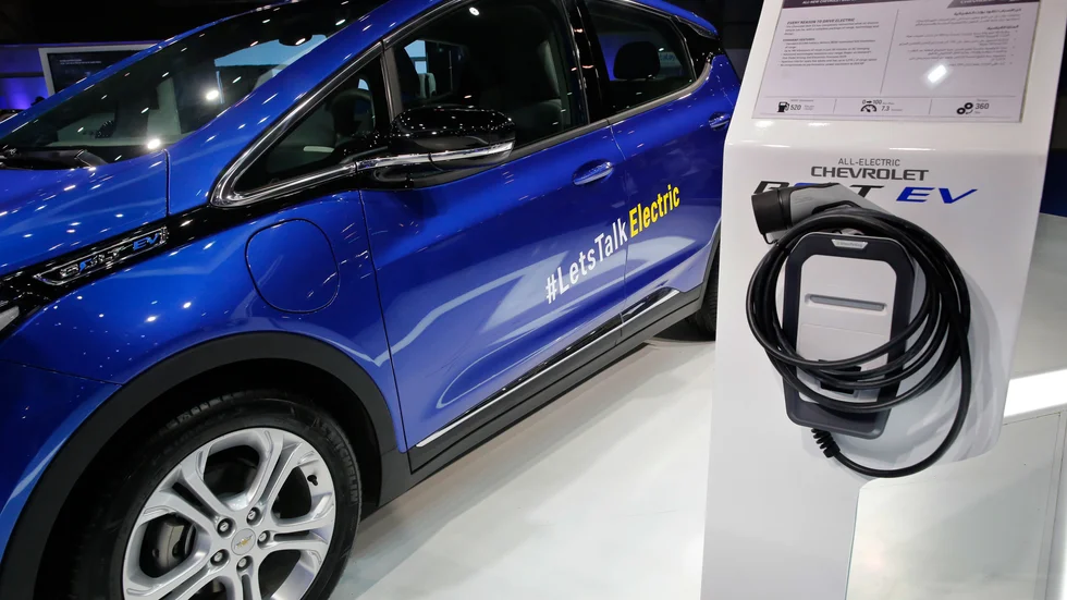 En Chevrolet Bolt EV, som nu återkallas. Arkivbild.