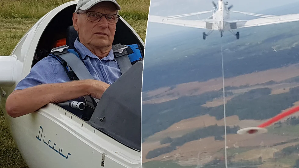 Lars Andersson, 85, testade vingarna på Segelflygets dag.
