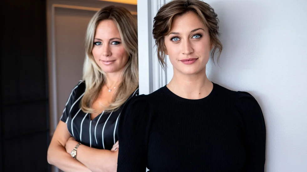 Författaren Carolina Neurath och skådespelaren Julia Ragnarsson, som spelar Bea Farkas i "Fartblinda". Arkivbild.