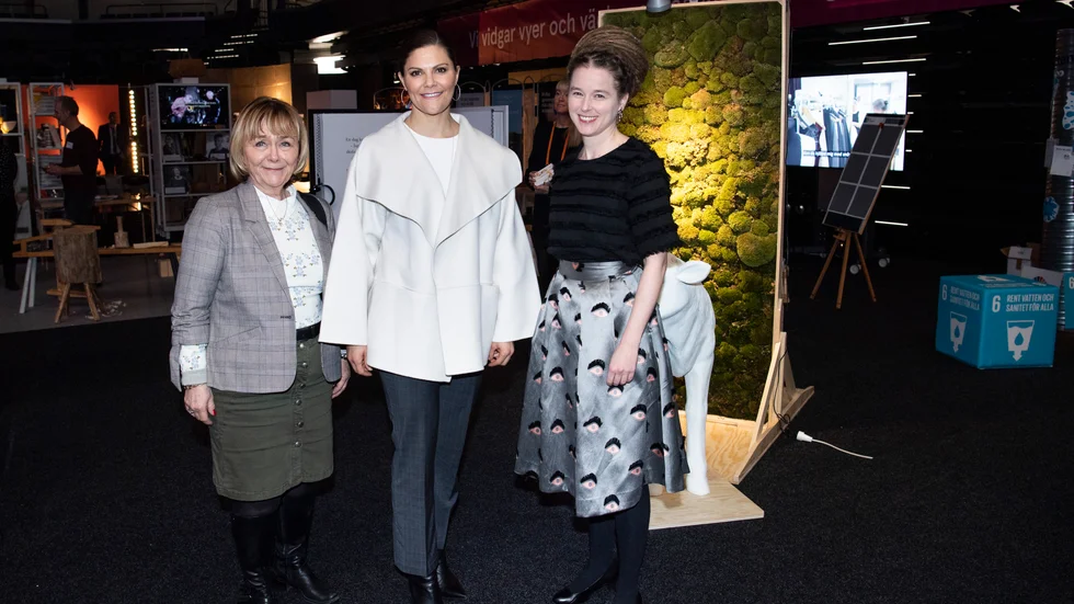 Kronprinsessan Victoria tillsammans med Sörmlands landshövding Beatrice Ask och kultur- och demokratiminister Amanda Lind på 2020 års Folk och Kultur i Eskilstuna.