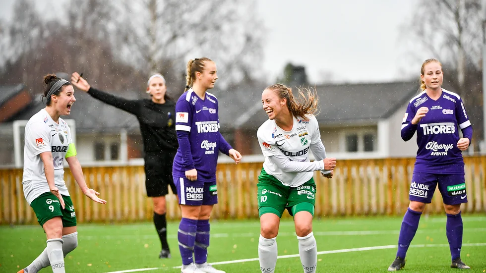 Christine Tjärnlund jublade efter att hon satt det matchvinnande 2–1-målet mot Jitex.