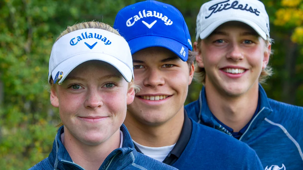 Meja Örtengren, Malte Lindell och Wilmer Ederö, lovande golfspelare i Landeryds GK