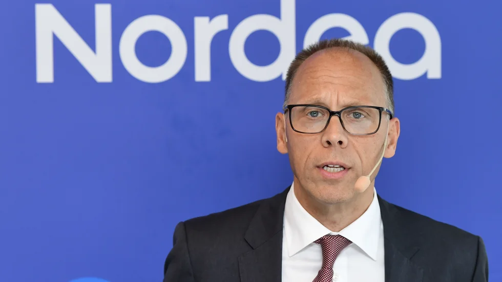 Nordea, med vd Frank Vang-Jensen, presenterar kvartalsrapport. Arkivbild
