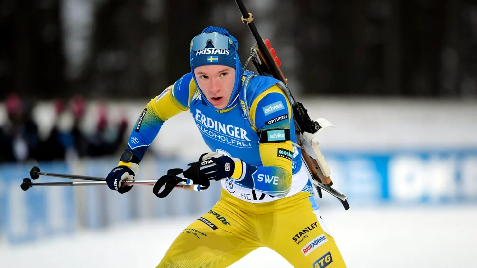 Sebastian Samuelsson får ha mycket reklam på sig under tävlingen, men inte när intervjuas inför, skriver Gunnar Edgren.