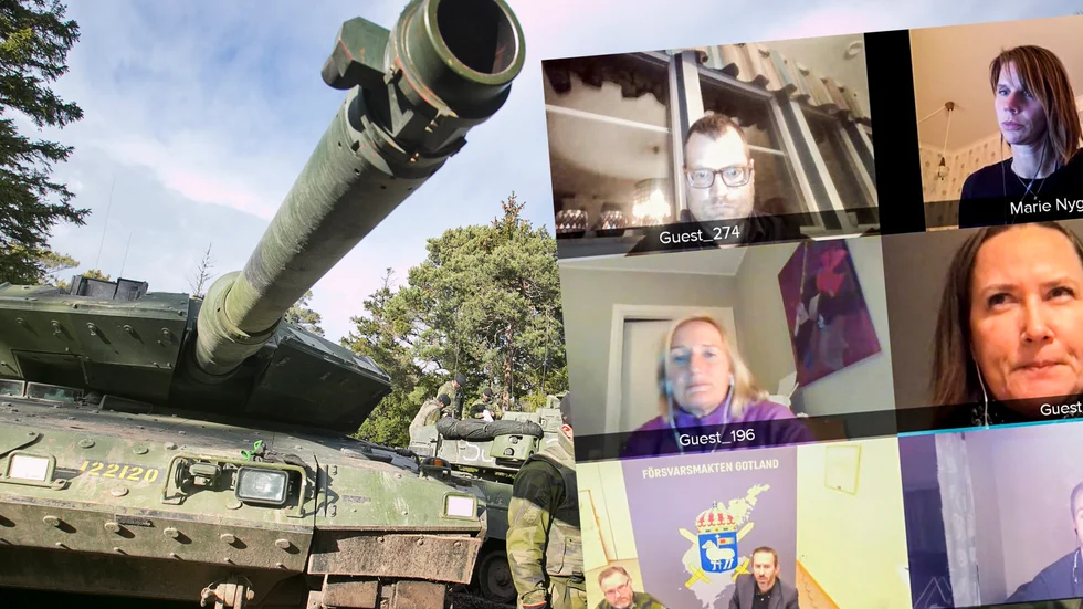 En skärmdump från torsdagens digitala möte med Försvarsmakten.