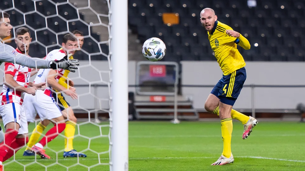 Marcus Danielson gjorde 2-0-målet på nick under lördagens match mot Kroatien i Nations League. 