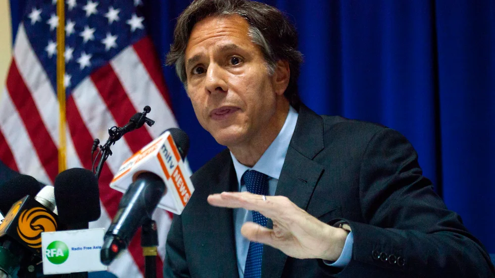 Antony Blinken blir USA:s näste president Joe Bidens utrikesminister. Fotot är taget i Myanmar 2015, då Blinken var biträdande utrikesminister.