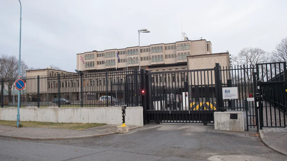 Ett misstänkt föremål har hittats vid den brittiska ambassaden i Stockholm. Arkivbild.