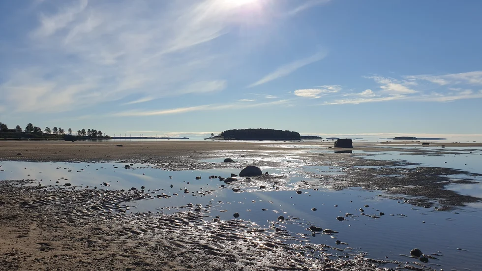 Inte mycket vatten ute på Pite havsbad.