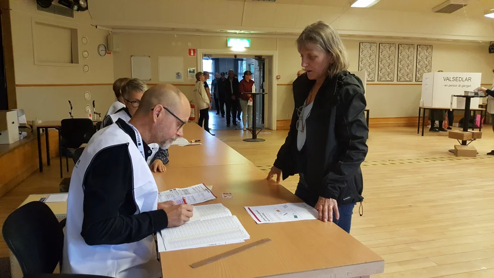 Anne Johansson passade på att besöka vallokalen i Gamleby vid åttatiden. Hon brukar i vanliga fall förtidsrösta.