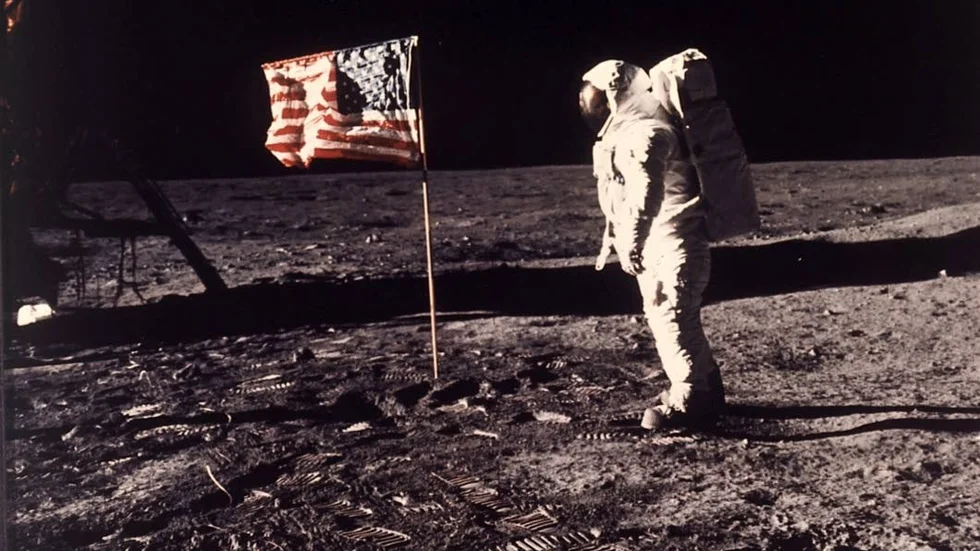 På månen. I dag är det exakt 45 år sedan som "Örnen" landade på månen. På bilden syns Edwin E. "Buzz" Aldrin Jr.