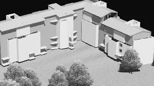 Ungefär så här kommer de nya bostadshusen i centrala Norrköping att se ut. De byggs nu upp mellan Gamla Rådstugugatan och Strömparken.